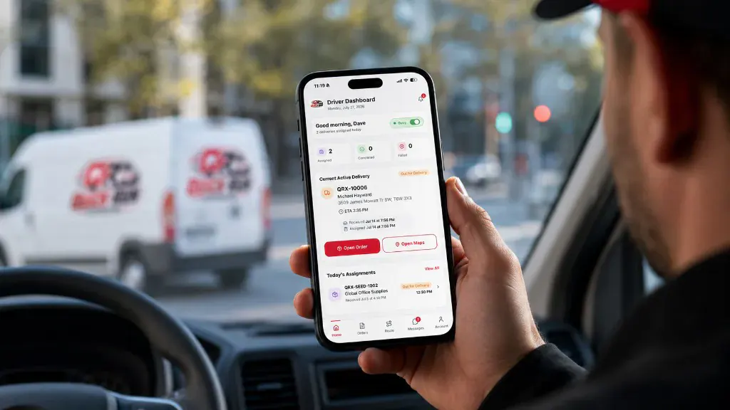 Live delivery progress tracked in the Quick-Run driver app