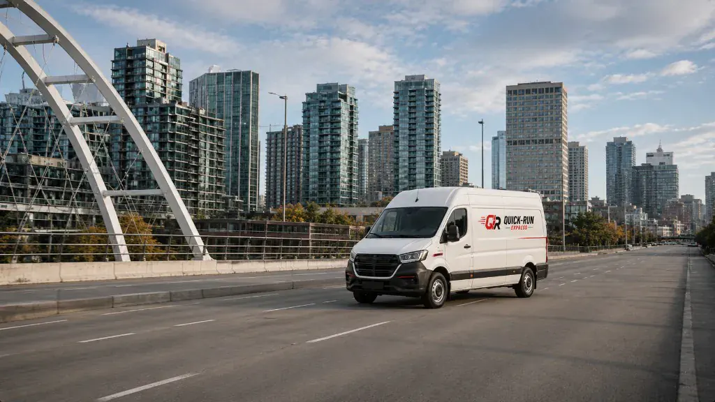 Quick-Run Express van parked for a local delivery run in Edmonton